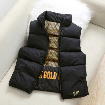 Laste puuvillane vest must-kuldne isekuumeneva kraega talvine pealisriietus paksendatud suurte laste soe vest lääne stiilis vest