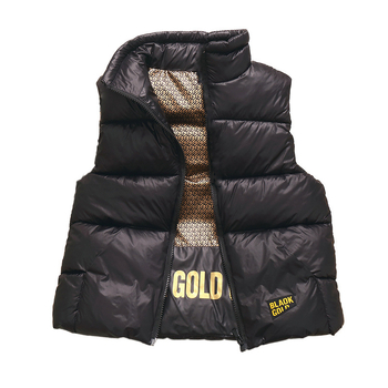 Laste puuvillane vest must-kuldne isekuumeneva kraega talvine pealisriietus paksendatud suurte laste soe vest lääne stiilis vest