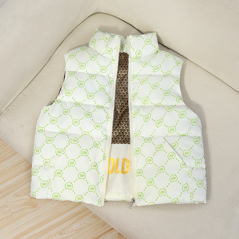 Laste puuvillane vest must-kuldne isekuumeneva kraega talvine pealisriietus paksendatud suurte laste soe vest lääne stiilis vest