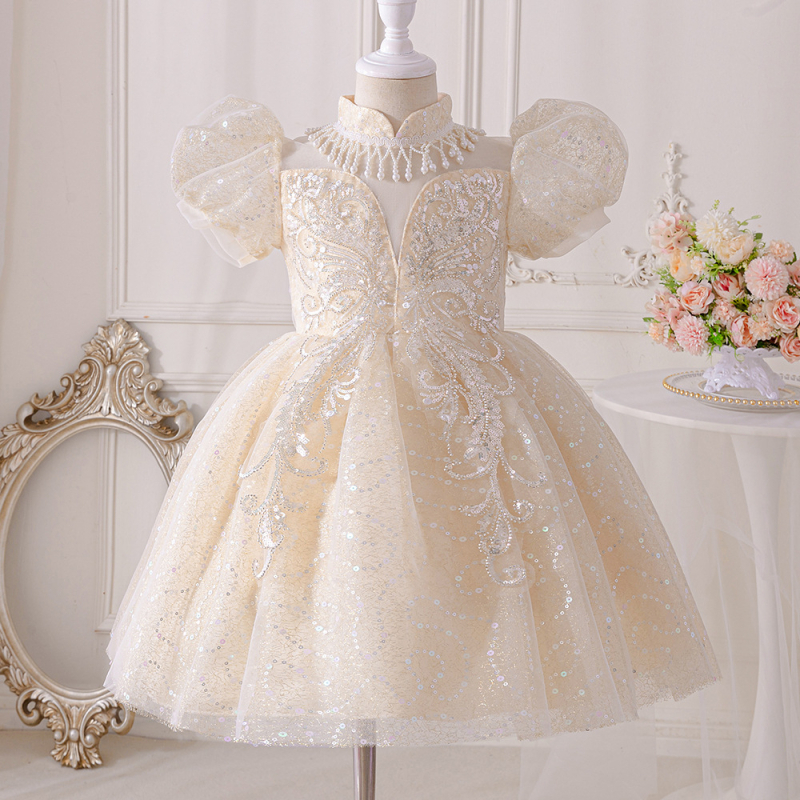 Detské princeznovské šaty, dievčenské šaty, ľahké luxusné šaty na klavírne vystúpenie, svadobné šaty s kvetinovým vzorom pre dievčatá, narodeninové šaty pre bábätká