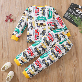 Poiste koduriided, kevad- ja sügisriided, multifilmidega autoteemaline pullover, kaheosaline laste pidžaama, moodne lasteriietus