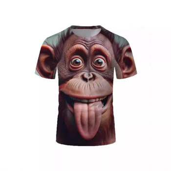 Muška majica kratkih rukava s okruglim izrezom i smiješnim uzorkom majmuna, ležerna ljetna majica, havajski top za praznike