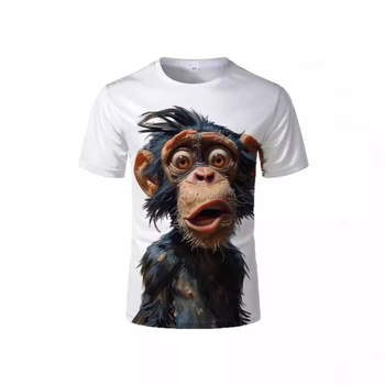 Ανδρικό μπλουζάκι με αστείο σχέδιο μαϊμούς και στρογγυλή λαιμόκοψη, casual, καλοκαιρινό μπλουζάκι με γιορτινό χαβανέζικο τοπ