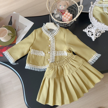 Djevojačko odijelo u Chanel stilu, jesenski novi modni zapadnjački čipkasti set od dva dijela, jakna, suknja AQA005