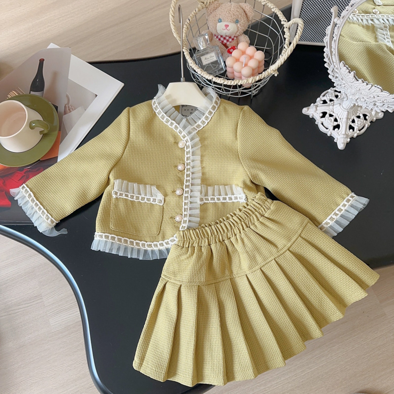 Djevojačko odijelo u Chanel stilu, jesenski novi modni zapadnjački čipkasti set od dva dijela, jakna, suknja AQA005