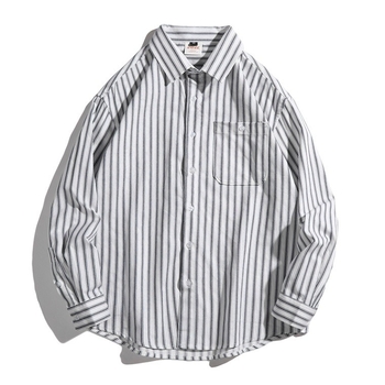 Мъжка риза с дълъг ръкав, пролет и есен 2024, нова ревера, семпла тенденция, раирана риза, мъжка мода, поколение коса