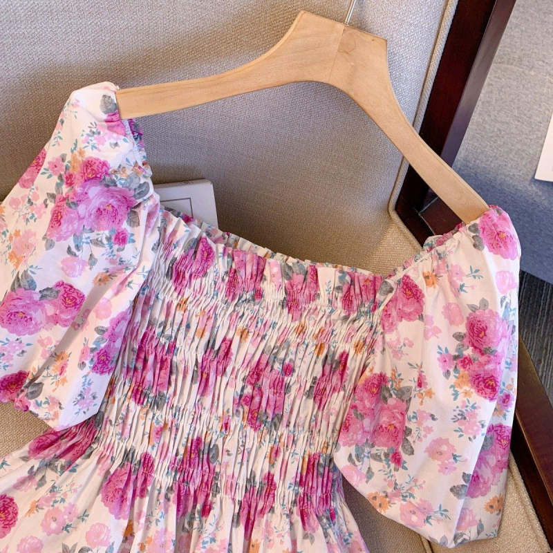 Dámske tričko s francúzskym výklenkom, nové, elegantné, s potlačou a odhalenými ramenami, sladké a pikantné, svieže, so sviežim pásom, zoštíhľujúce, univerzálne