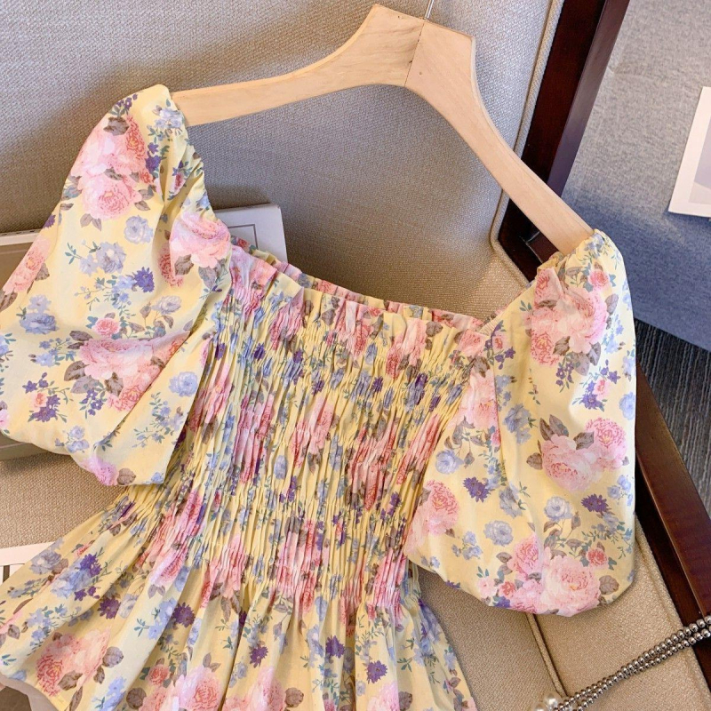 Dámske tričko s francúzskym výklenkom, nové, elegantné, s potlačou a odhalenými ramenami, sladké a pikantné, svieže, so sviežim pásom, zoštíhľujúce, univerzálne