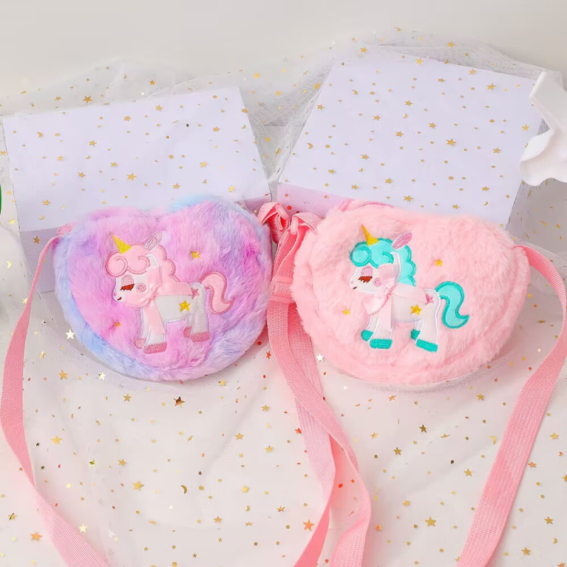 2024. gada jauna plīša glīta, glīta vienradža multfilmu meitenes skolnieces bērnudārza maza mugursoma, plecu soma ar krustenisku ķermeni