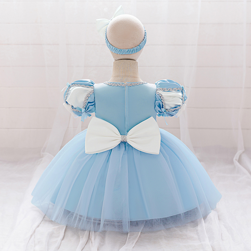 Snehulienky, dievčenské sieťované nadýchané šaty s lampiónovými rukávmi, sieťované princeznovské šaty, narodeninové šaty s kvetinovým opaskom