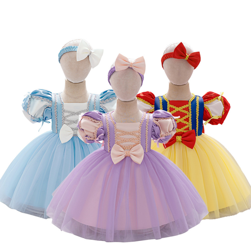 Snehulienky, dievčenské sieťované nadýchané šaty s lampiónovými rukávmi, sieťované princeznovské šaty, narodeninové šaty s kvetinovým opaskom