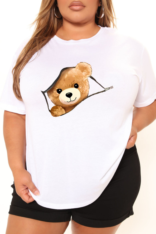 DM21 Amazon Eiropas un Amerikas sieviešu modes ikdienas plus izmēra sieviešu rakstains apdrukāts apaļš kakla izgriezums ar īsām piedurknēm, plus izmēra T-krekls