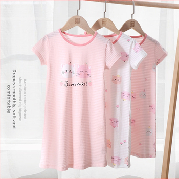 Tüdrukute öösärk suvine õhuke lühikeste varrukatega pidžaama 2025 uus laste puuvillane koduriiete tüdrukute seelik emale ja tütrele