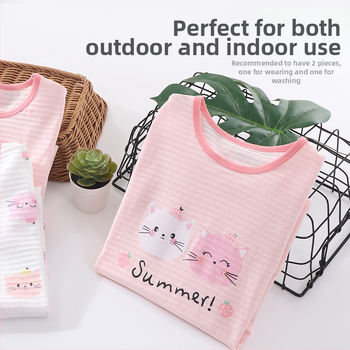 Tüdrukute öösärk suvine õhuke lühikeste varrukatega pidžaama 2025 uus laste puuvillane koduriiete tüdrukute seelik emale ja tütrele