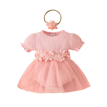 Καλοκαίρι 2025 Φανάρι αναψυχής για μωρά κορίτσια με κοντομάνικα καπέλα με τριγωνικό σχήμα, φούστα με πλέγμα, αυτοκόλλητο μέσης, φόρεμα για μωρά