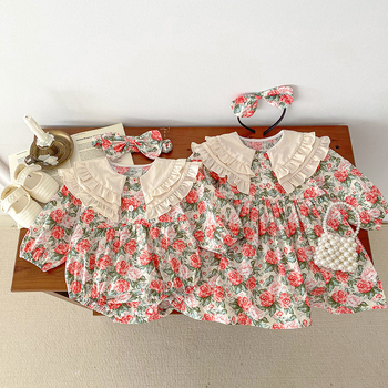 Βρεφικά Ρούχα για Κορίτσια, Φθινόπωρο 2025 Νέο Μακρυμάνικο Ρόμπερ, Φόρεμα με Ροζ Φόρεμα για Κορίτσια, Συνδυασμένα Ρούχα για Αδερφές, Στυλ Άνοιξης