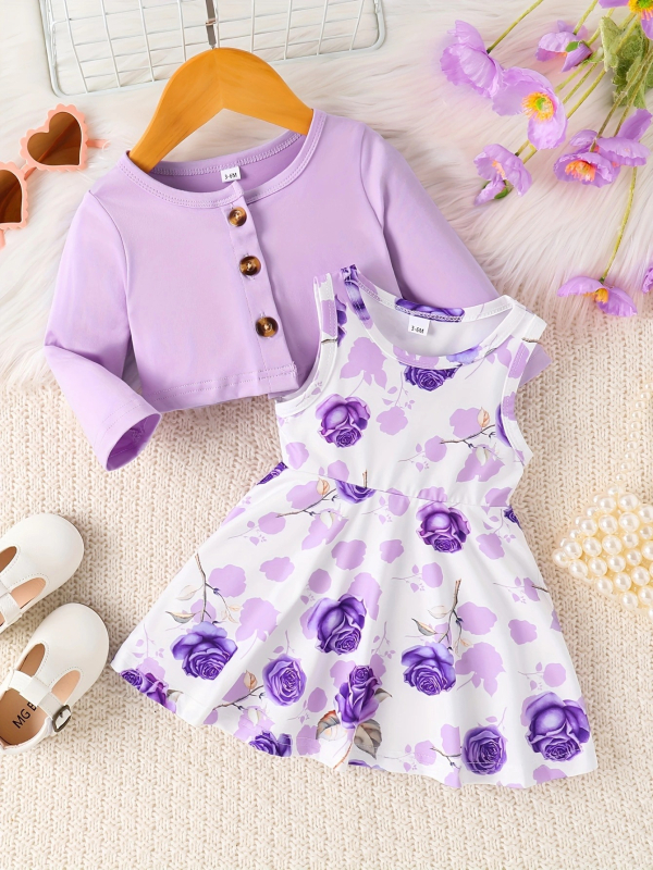 Tarptautinė INS mergaičių pavasario ir rudens berankovis drugelių rašto suknelė su ilgomis rankovėmis ir madingas paltas