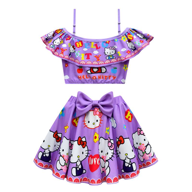 Set nou de costume de baie pentru fete, cu imprimeu de desene animate, costum de baie pentru copii, două piese, cu bretele elastice înalte, 20334