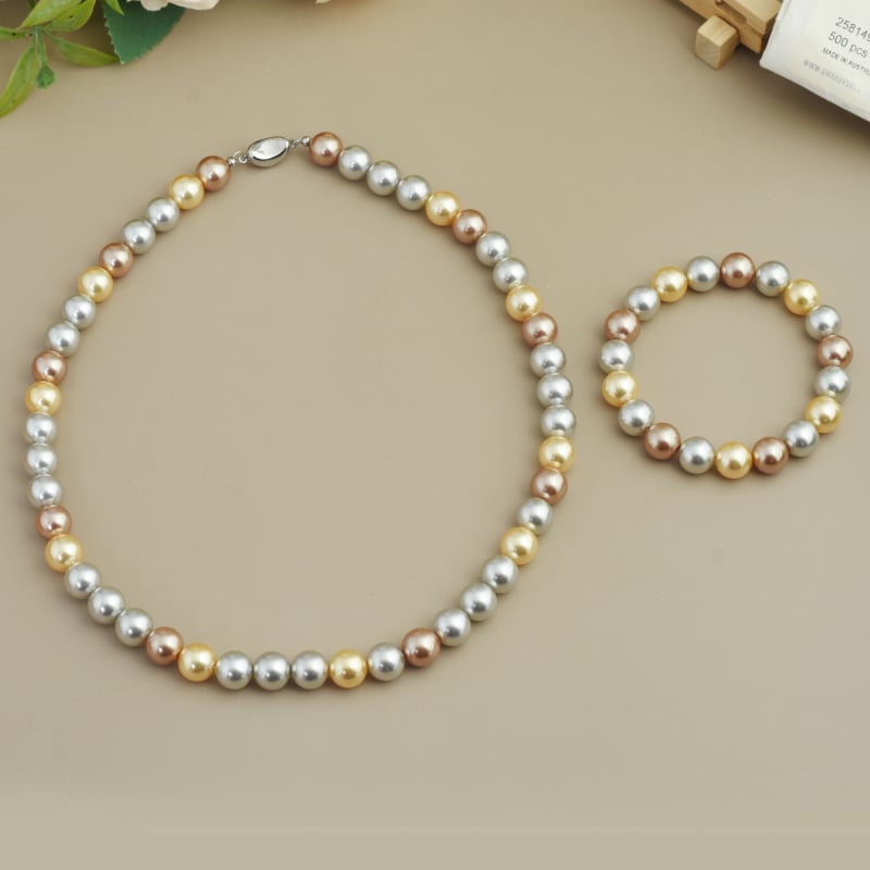 Κολιέ με μικτά χρώματα Shijia Baby Pearl, γυναικείο, στρογγυλό, φωτεινό, πολυτελές κολιέ με χρώμα καραμέλας, από ασήμι S925.