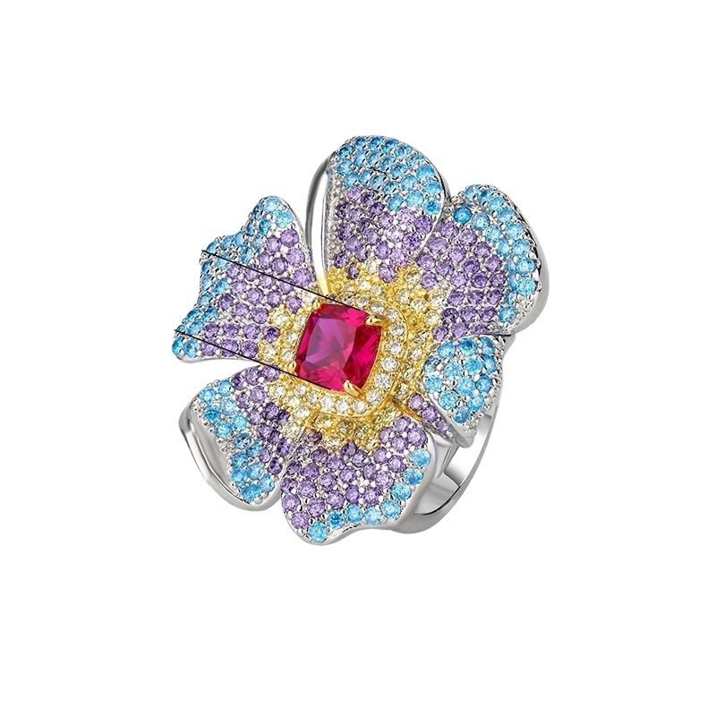 Kreativni prsten za otvaranje, nakit od crvenog cirkona, cirkona, ženske modne luksuzne niše, svestrane, vrhunske kvalitete, veleprodaja