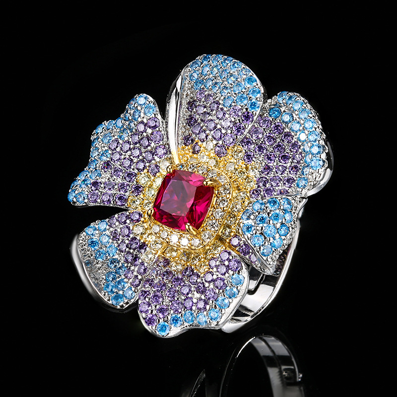 Kreativni prsten za otvaranje, nakit od crvenog cirkona, cirkona, ženske modne luksuzne niše, svestrane, vrhunske kvalitete, veleprodaja