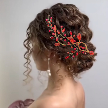 Väliskaubandusega käsitsi valmistatud rhinestones juuksepael lihtne punane kleit juuste aksessuaarid kristall rhinestones juuste küljekaunistus DZ254