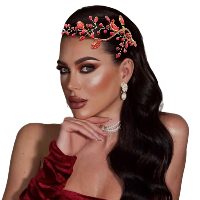 Väliskaubandusega käsitsi valmistatud rhinestones juuksepael lihtne punane kleit juuste aksessuaarid kristall rhinestones juuste küljekaunistus DZ254