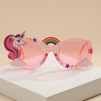 Vienradža bērnu saulesbrilles ar anti-UV Pegasus formas varavīksnes dzimšanas dienas ballītes smieklīgām brillēm
