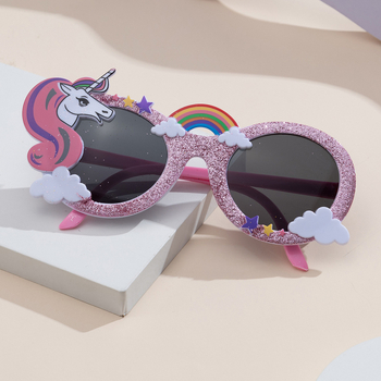 Vienradža bērnu saulesbrilles ar anti-UV Pegasus formas varavīksnes dzimšanas dienas ballītes smieklīgām brillēm