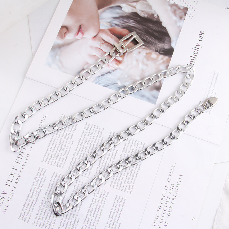 Euroopa ja Ameerika metallvöö meeste ja naiste pükste ketiga universaalne lihtne retro hiphop-ülikond jk vööketiga teksarihm