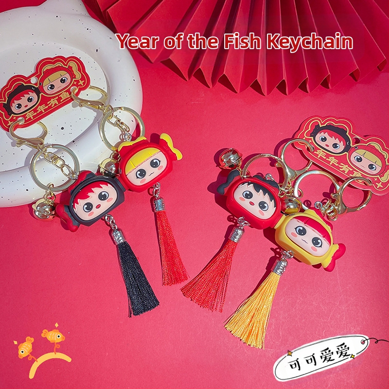 Originali animacinė miela pora, metinė žuvies raktų pakabukas, automobilio pakabukas, raktų pakabukas, Naujųjų metų dovana, didmeninė prekyba