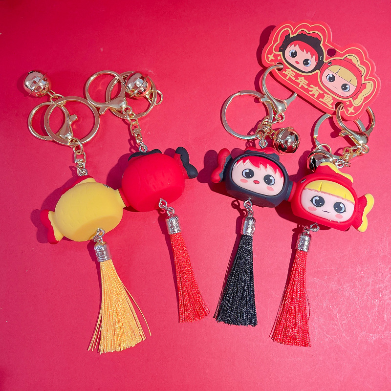 Originali animacinė miela pora, metinė žuvies raktų pakabukas, automobilio pakabukas, raktų pakabukas, Naujųjų metų dovana, didmeninė prekyba