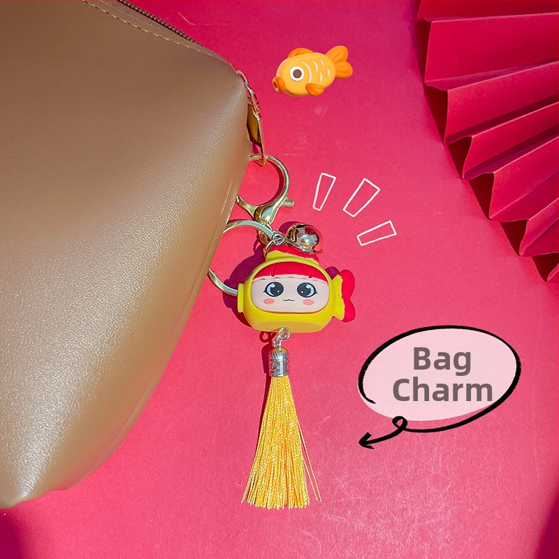 Оригинална анимационна сладка двойка годишна рибка ключодържател чанта кола висулка ключодържател Нова година подарък на едро