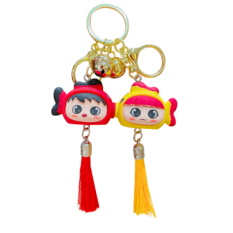 Originali animacinė miela pora, metinė žuvies raktų pakabukas, automobilio pakabukas, raktų pakabukas, Naujųjų metų dovana, didmeninė prekyba