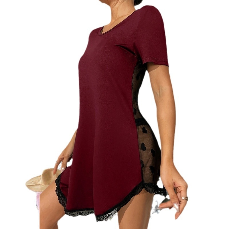 „Amazon Cross-Border“ moteriški drabužiai, seksualūs nėriniai, permatomi nugaros naktinukai, laisvalaikio seksuali pižama, namų apranga A0845