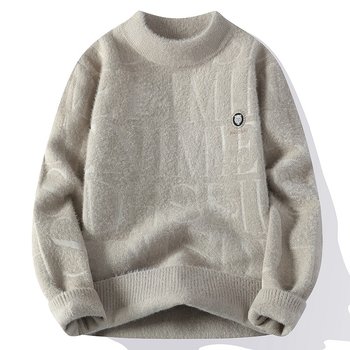 Νέο πουλόβερ με μισό ψηλό γιακά, σήμα για άνδρες εξωτερικού εμπορίου, ζεστό πουλόβερ με μακριά μανίκια ζακάρ, ανδρικό casual πουλόβερ