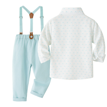 Παιδικό κοστούμι για αγόρια, για άνδρες και γυναίκες, άνοιξη και φθινόπωρο, νέο παιδικό πουκάμισο με μακριά μανίκια και τιράντες, κοστούμι για πάρτι, παιδικά ρούχα