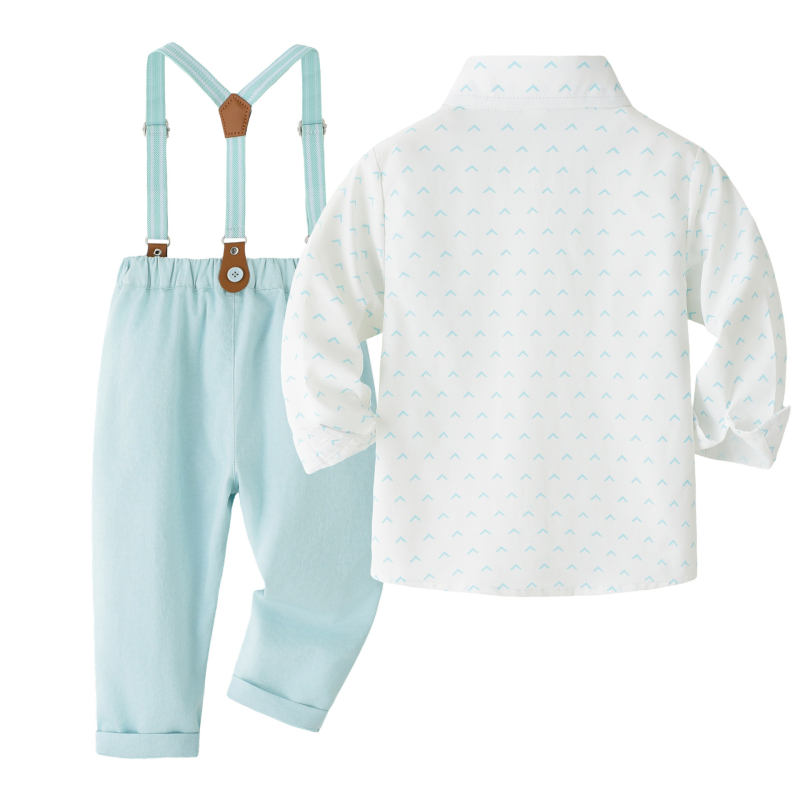 Chlapčenské pánske spoločenské šaty Cezhraničné jarné a jesenné nové detské tričko s dlhým rukávom, ramienka, spoločenský oblek, detské oblečenie