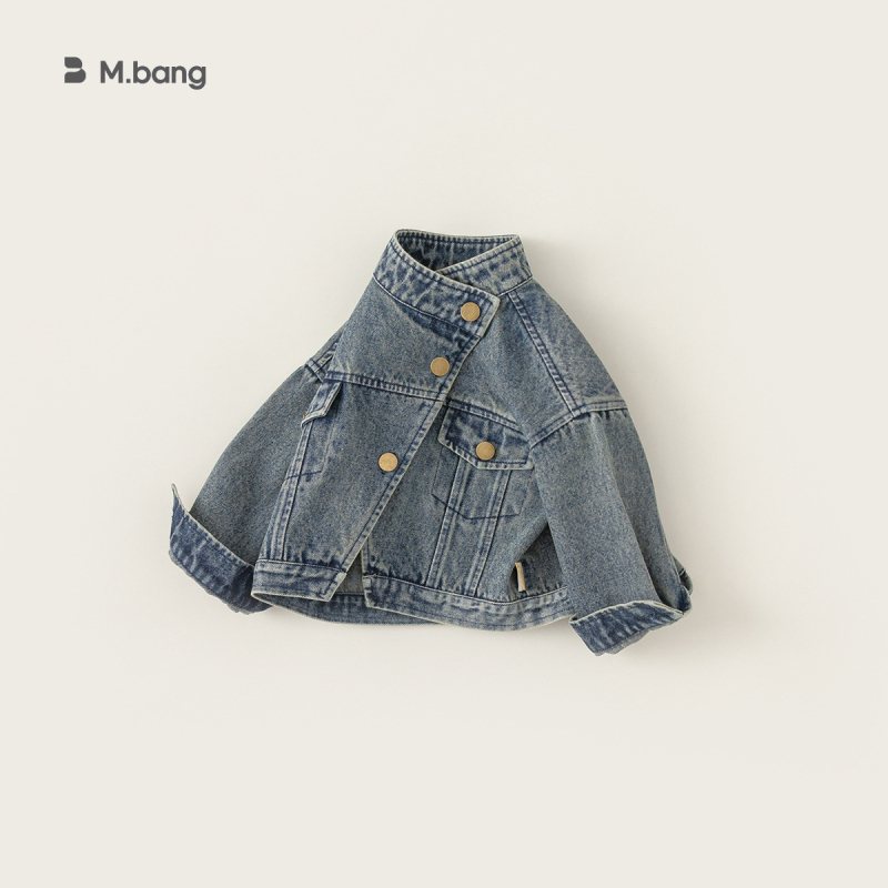 „Youbao“ vaikiški drabužiai, mergaitėms, džinsinis švarkelis, rudens drabužiai, vaikiškas trumpas švarkelis su apykakle, kardiganas Qy24049