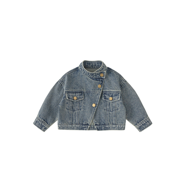 „Youbao“ vaikiški drabužiai, mergaitėms, džinsinis švarkelis, rudens drabužiai, vaikiškas trumpas švarkelis su apykakle, kardiganas Qy24049