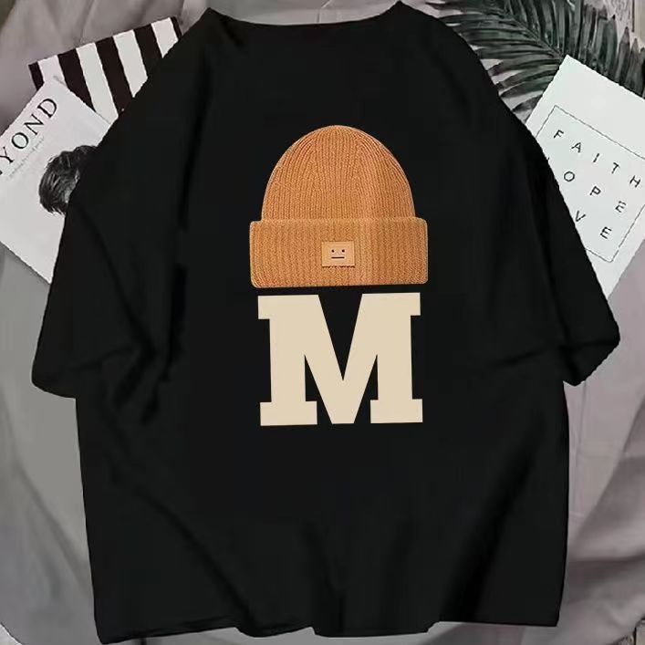 Letné kórejské tričko s krátkym rukávom, dámske voľné tričko, trendy americký štýl, dizajn, všestranný top pre páry, stredne dlhý top s okrúhlym výstrihom