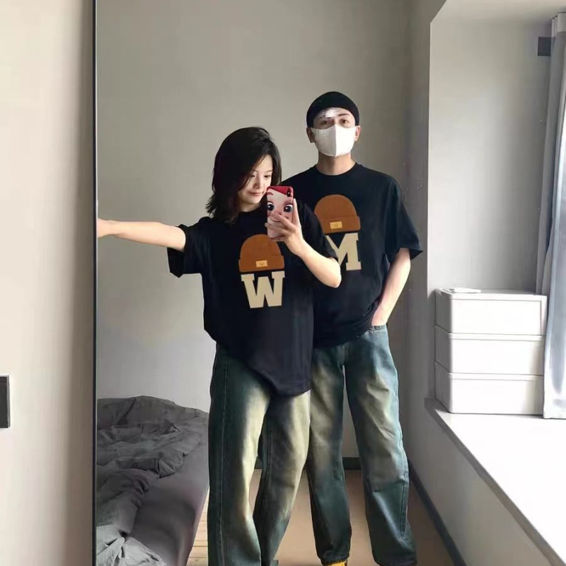 Letné kórejské tričko s krátkym rukávom, dámske voľné tričko, trendy americký štýl, dizajn, všestranný top pre páry, stredne dlhý top s okrúhlym výstrihom