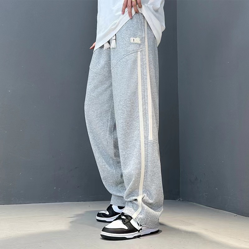 Japonský štýl, univerzálne ležérne nohavice z Pu, elegantné rovné nohavice pre pánske letné voľné módne jednoduché široké športové nohavice