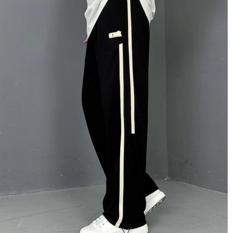 Japonský štýl, univerzálne ležérne nohavice z Pu, elegantné rovné nohavice pre pánske letné voľné módne jednoduché široké športové nohavice