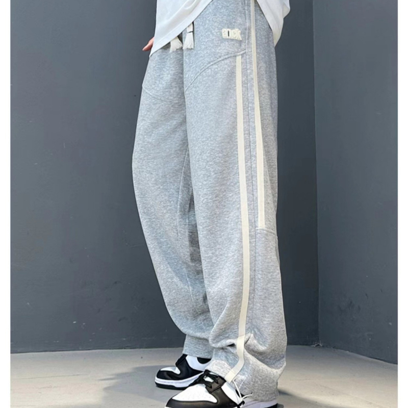 Japonský štýl, univerzálne ležérne nohavice z Pu, elegantné rovné nohavice pre pánske letné voľné módne jednoduché široké športové nohavice