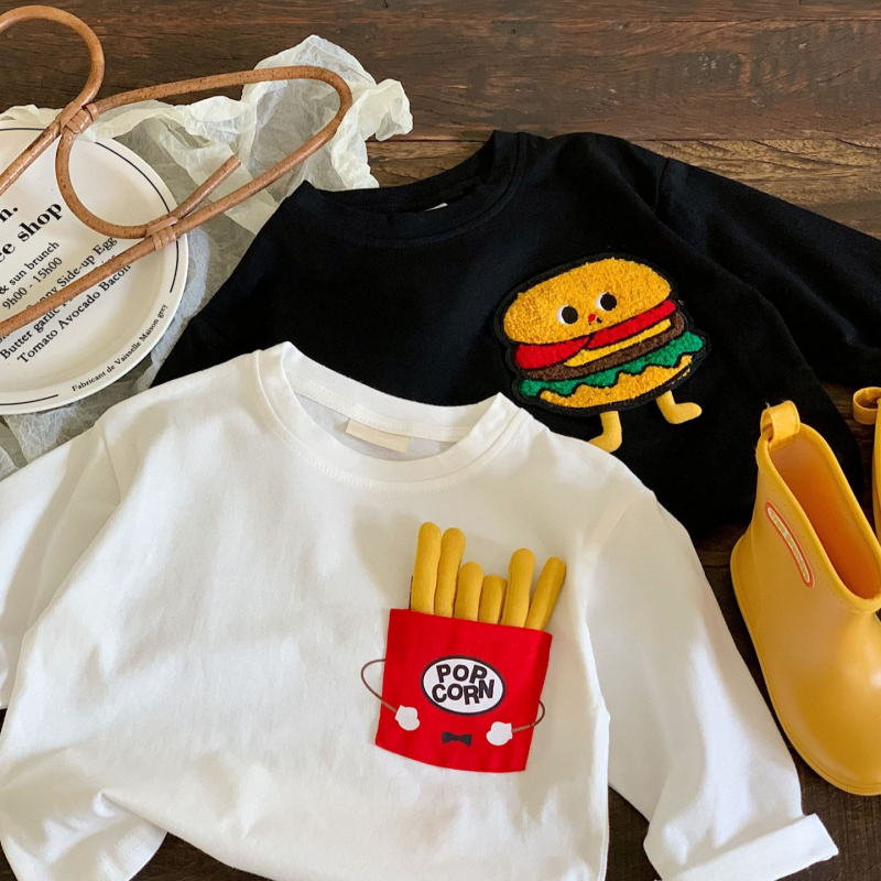 Boogatang Tricou de primăvară pentru copii, băieți, mânecă lungă, versiune coreeană, fete, tricou de bază cu desene animate 3D, 2025, îmbrăcăminte de primăvară pentru copii