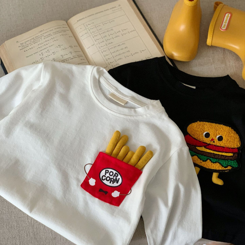 Detské jarné tričko Boogatang, chlapčenské tričko s dlhým rukávom, kórejská verzia, dievčenské tričko s 3D kreslenými motívmi, jarné detské oblečenie 2025