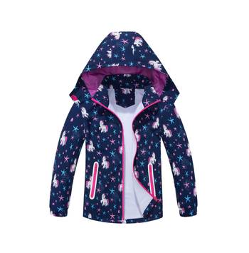 Djevojčice i djeca srednje dobi, vodootporna, prozračna majica s kapuljačom i patentnim zatvaračem za vanjsku upotrebu, moderna sportska vjetrovka s jednorogom