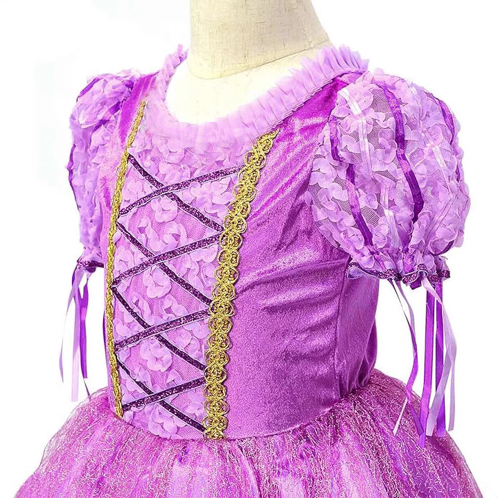 Cezhraničné horúce šaty Rapunzel, odevy, šaty Sophia, detské šaty, ľadový a snehový magický náhrdelník na sklade