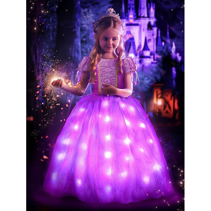 Cezhraničné horúce šaty Rapunzel, odevy, šaty Sophia, detské šaty, ľadový a snehový magický náhrdelník na sklade